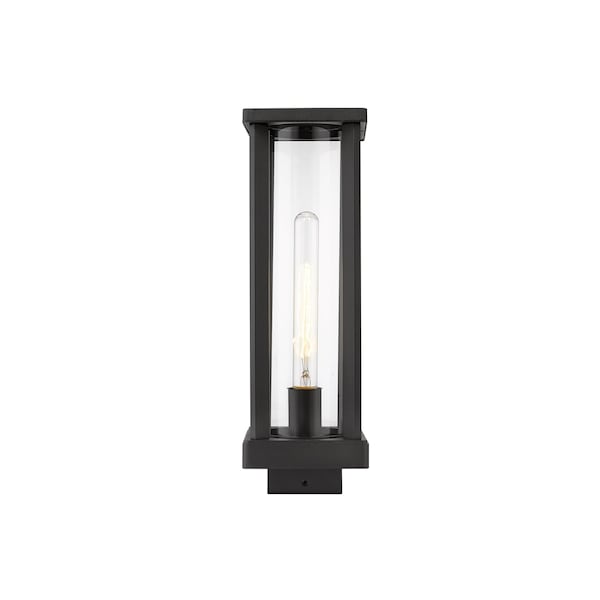 Glenwood 1 Light Outdoor Post Mount Fixture, Black & Clear